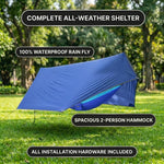 Over 600lbs Hammock, 1-2 person, Nylon with Mosquito Net - 4