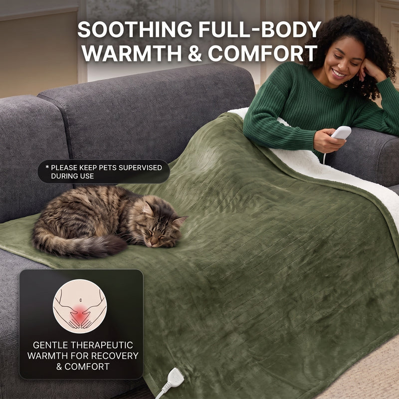 Heated Throw Blanket – Flannel & Sherpa, 6 Heat Levels - 4