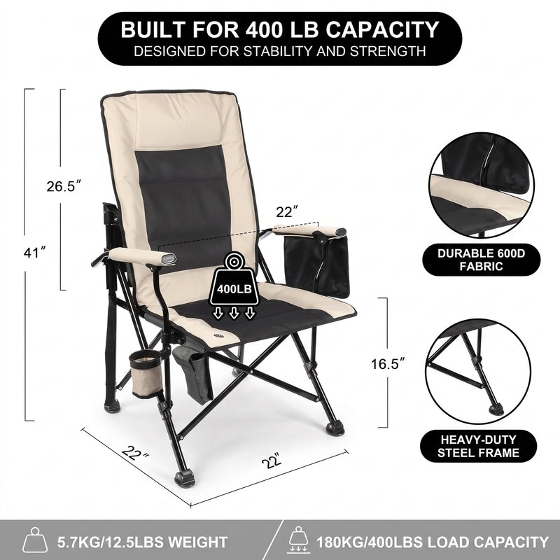 Heated Camping Chair for Adult Outdoor Activities - Portable Folding Heated Chair with 3 Adjustable Heat Levels, Heating Backrest Cushion Support 264LBS for Patio Camping (Battery Not Included) - 4