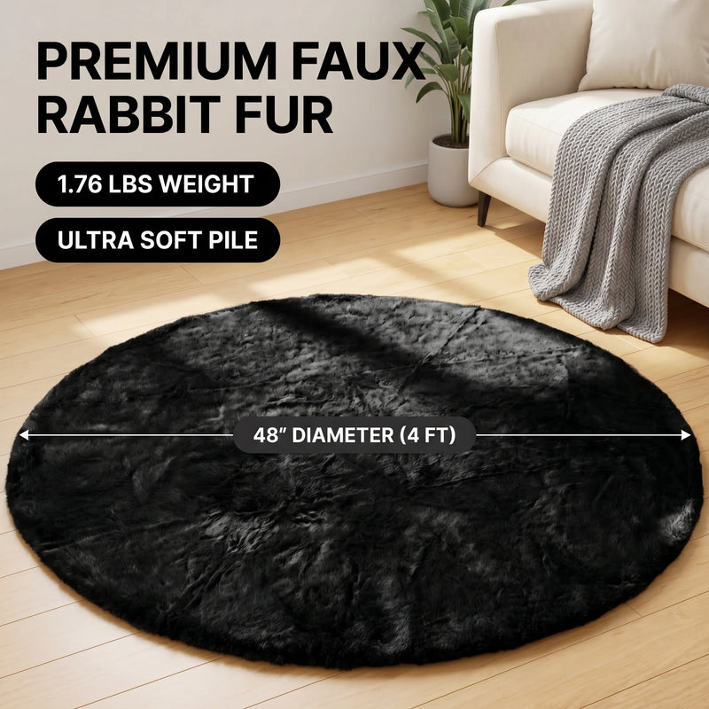 Faux Rabbit Fur Shaggy Rug – Ultra Soft Fluffy Machine Washable Area Rug for Bedroom, Living Room & Teen Room - 4