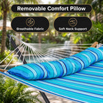 2-Person Outdoor & Indoor Hammock with Adjustable Height, Pillow & Stand – Portable, Sturdy, Colorful - 4
