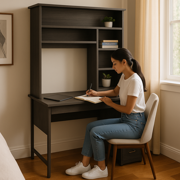 MetroHaven 43" Gray Computer Desk with Hutch