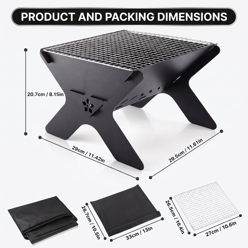 Portable Folding Charcoal Grill & Campfire Fire Pit - 4