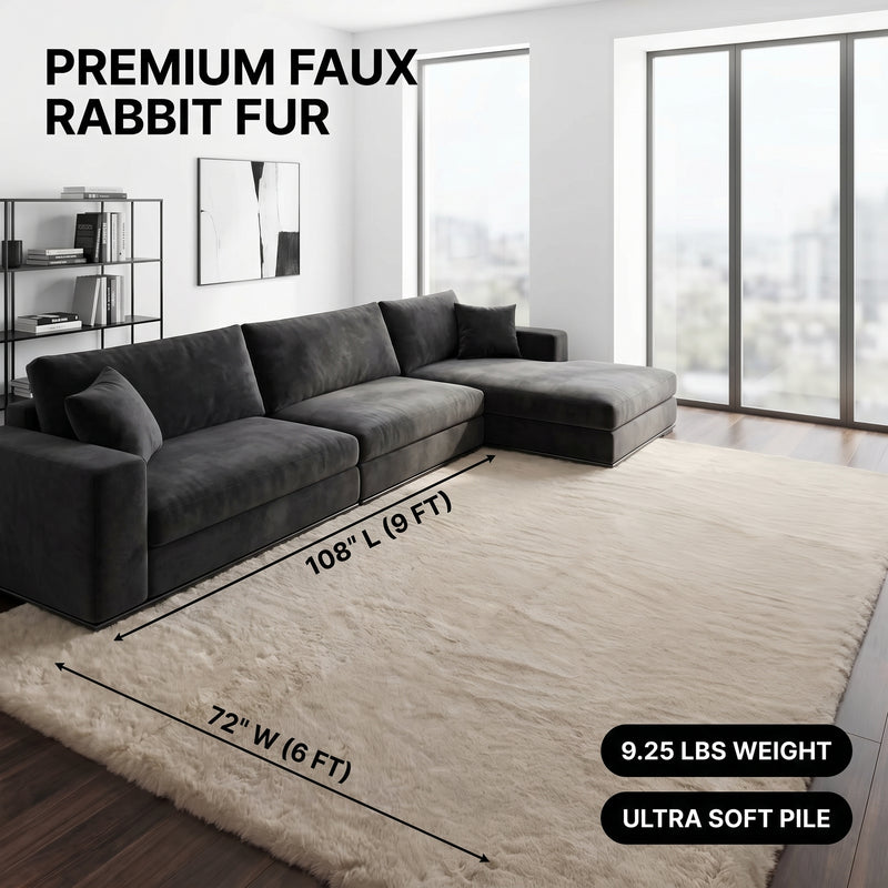 Faux Rabbit Fur Shaggy Rug – Ultra Soft Fluffy Machine Washable Area Rug for Bedroom, Living Room & Teen Room - 4