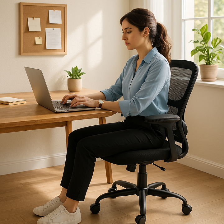 Ergonomic Office Chair Home Computer Desk Chair with Lumbar Support Breathable Mesh Seat Flip-Up Armrest Adjustable Height Swivel Rolling Chair Black