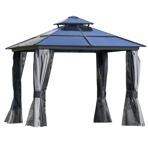 Exclusive 10' x 10' Hardtop Gazebo Canopy - Premium Polycarbonate Double Roof Permanent Pavilion