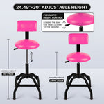 Adjustable Shop Stool with Backrest - Workbench Stool for Garage & Workshop, Swivel Bar Stool with Back Support, Padded Mechanic Stool - 4