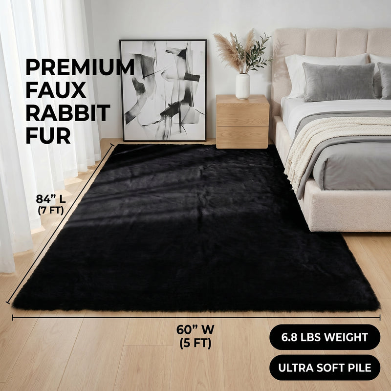 Faux Rabbit Fur Shaggy Rug – Ultra Soft Fluffy Machine Washable Area Rug for Bedroom, Living Room & Teen Room - 4