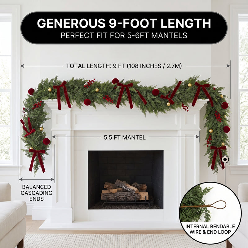 CHRISTMAS GARLAND WITH LIGHTS – PRE-LIT HOLIDAY GREENERY - 4