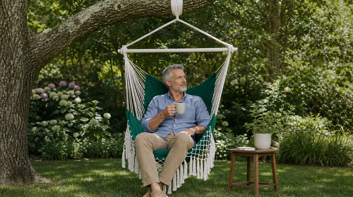 Boho Macrame Hammock Chair with Fringe, 2 Cushions & Side Pocket - image 4