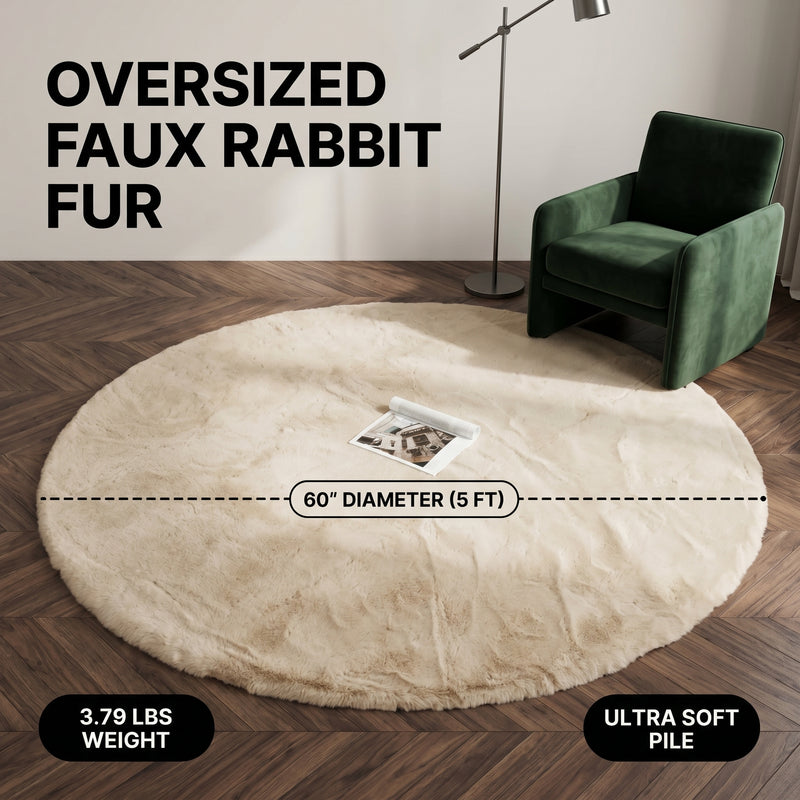 Faux Rabbit Fur Shaggy Rug – Ultra Soft Fluffy Machine Washable Area Rug for Bedroom, Living Room & Teen Room - 4