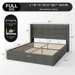 Lift-Up Storage Bed Frame with Upholstered Wingback Headboard - 4