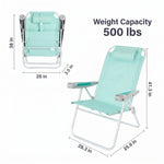 17" Big & Tall Oversized Beach Chairs 2-Pack – Heavy Duty Folding Outdoor Seating - 4