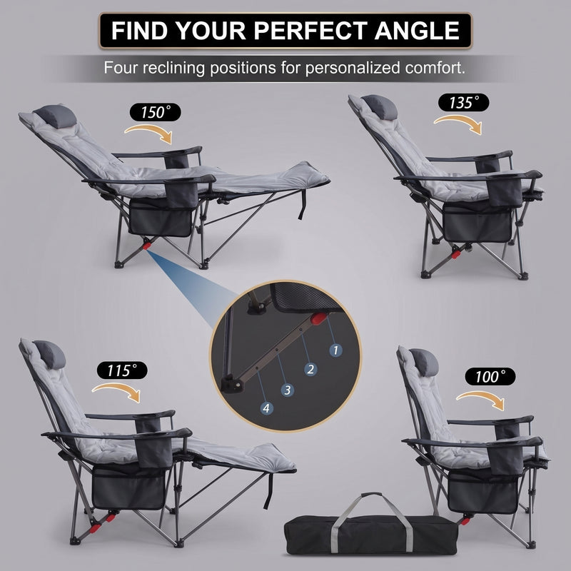 Premium Reclining Outdoor Camping Chair – Adjustable Comfort Seat - 4