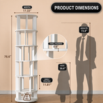 Rotating Bookshelf Tower – 360° Spinning Bookcase | 5 & 6-Tier, Solid Wood & MDF - 4