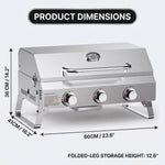 PORTABLE STAINLESS STEEL TABLETOP PROPANE GRILL – 2 & 3 BURNER OUTDOOR BBQ OPTIONS - 4
