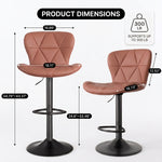 COUNTER BAR STOOLS SET OF 2 – ADJUSTABLE SWIVEL FAUX LEATHER SEATS - 4