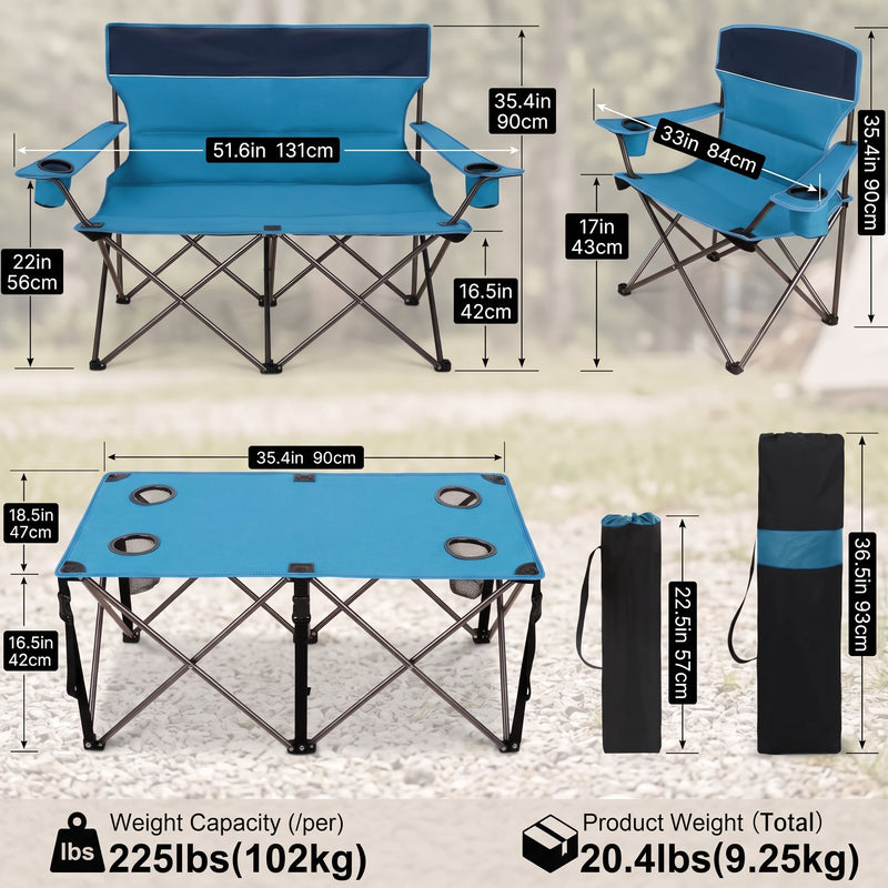 Outdoor 4-Piece Folding Chair and Table Set – Perfect for Camping and Picnics - 4