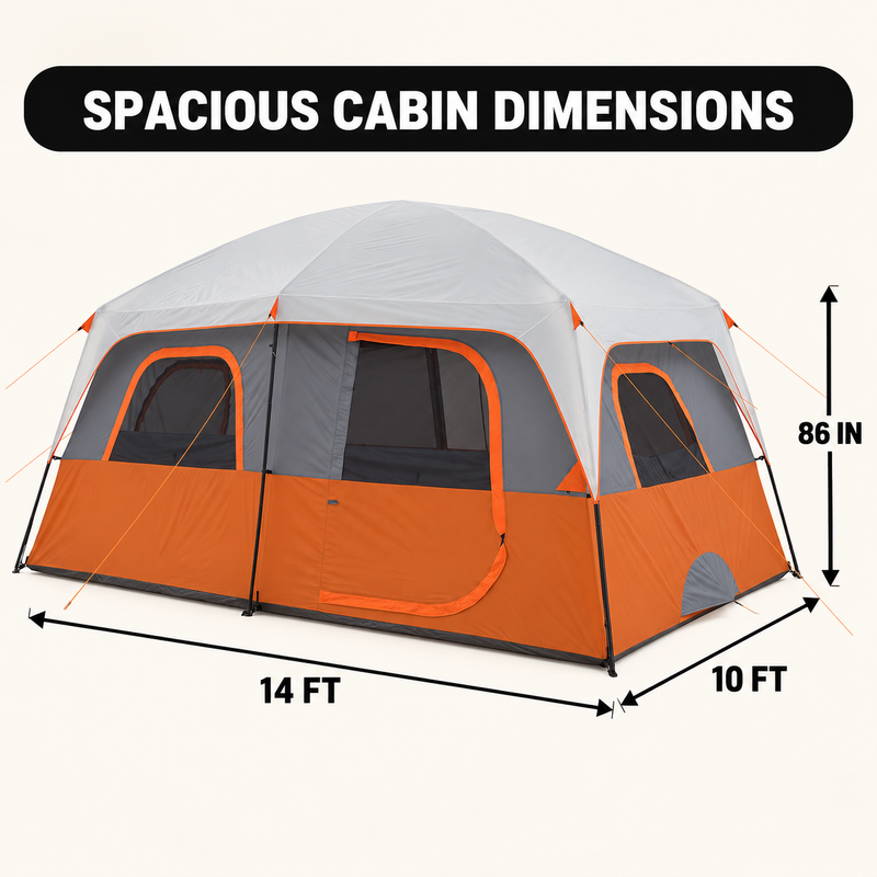 8-10 Person Instant Cabin Camping Tent with Room Divider & Rainfly - 4