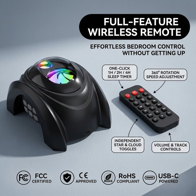 GALAXY PROJECTOR – WHITE NOISE, BLUETOOTH SPEAKER & REMOTE - 4