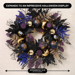 HALLOWEEN WREATH WITH LIGHTS FOR FRONT DOOR – PRE-LIT PUMPKIN, WITCH & GOTHIC PORCH DÉCOR - 4