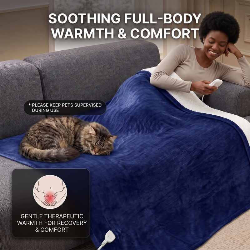 Heated Throw Blanket – Flannel & Sherpa, 6 Heat Levels - 4