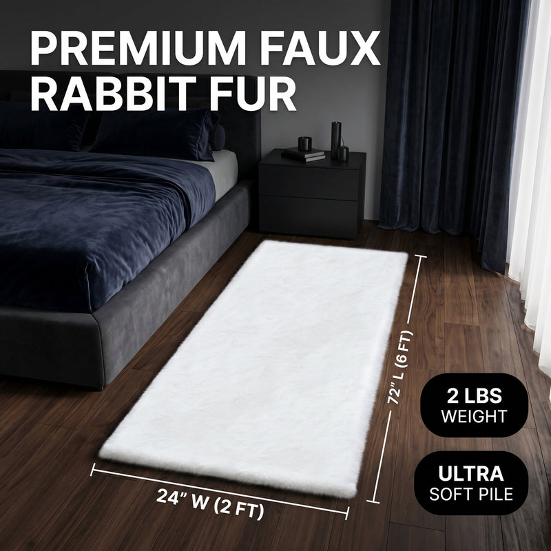 Faux Rabbit Fur Shaggy Rug – Ultra Soft Fluffy Machine Washable Area Rug for Bedroom, Living Room & Teen Room - 4