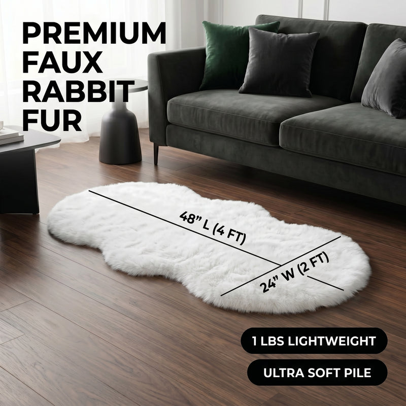 Faux Rabbit Fur Shaggy Rug – Ultra Soft Fluffy Machine Washable Area Rug for Bedroom, Living Room & Teen Room - 4