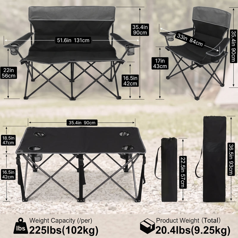 Outdoor 4-Piece Folding Chair and Table Set – Perfect for Camping and Picnics - 4