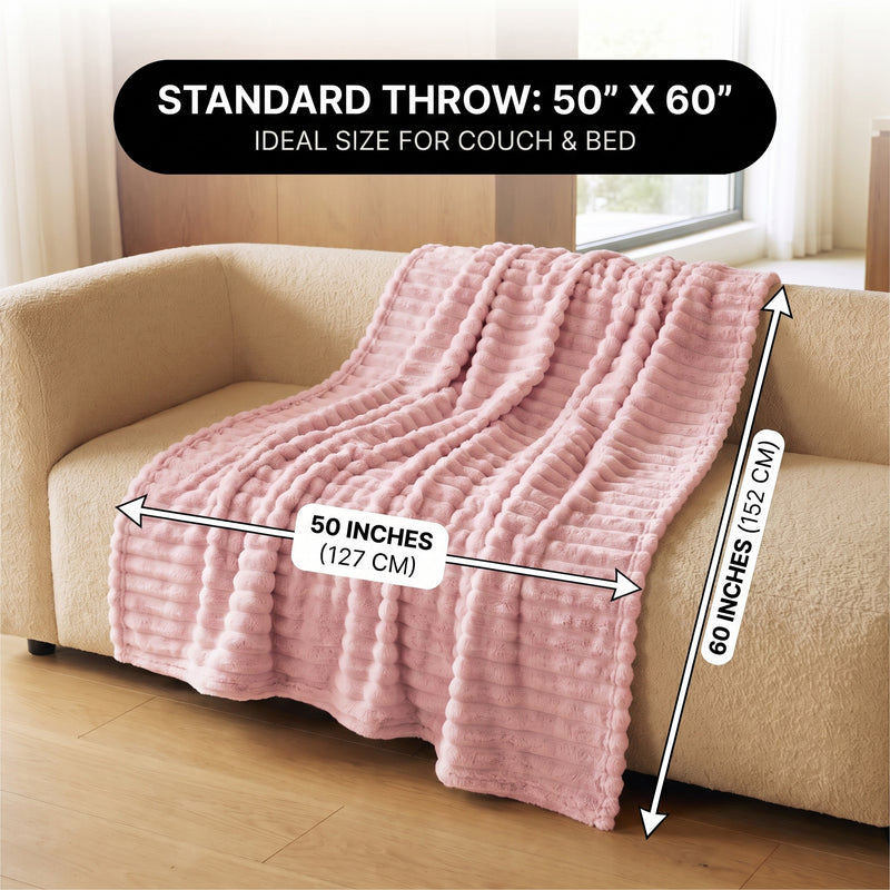 Throw Blanket – Soft, Lightweight Ribbed Design - 4