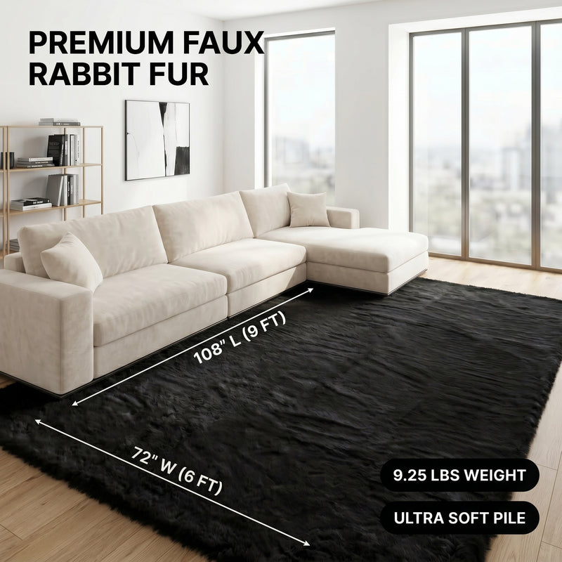Faux Rabbit Fur Shaggy Rug – Ultra Soft Fluffy Machine Washable Area Rug for Bedroom, Living Room & Teen Room - 4