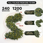 CHRISTMAS GARLAND WITH LIGHTS – PRE-LIT HOLIDAY GREENERY - 4