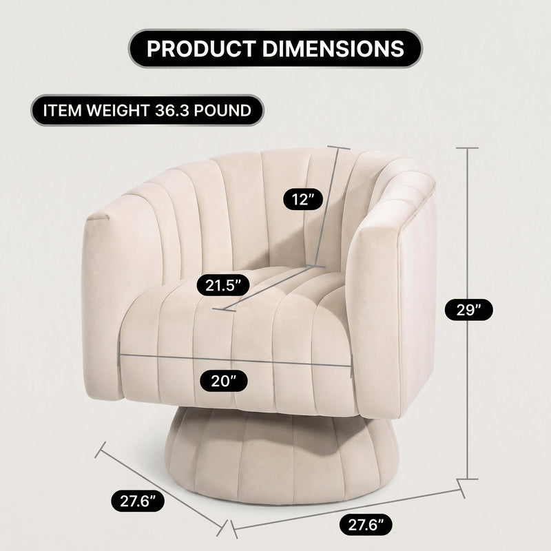 Swivel Accent Chair with Storage, 360 Degree Velvet Small Accent Chair, No Assembly Comfy Bedroom Chair for Living Room, Reading, Dressing Room - 4