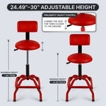 Adjustable Shop Stool with Backrest - Workbench Stool for Garage & Workshop, Swivel Bar Stool with Back Support, Padded Mechanic Stool - 4