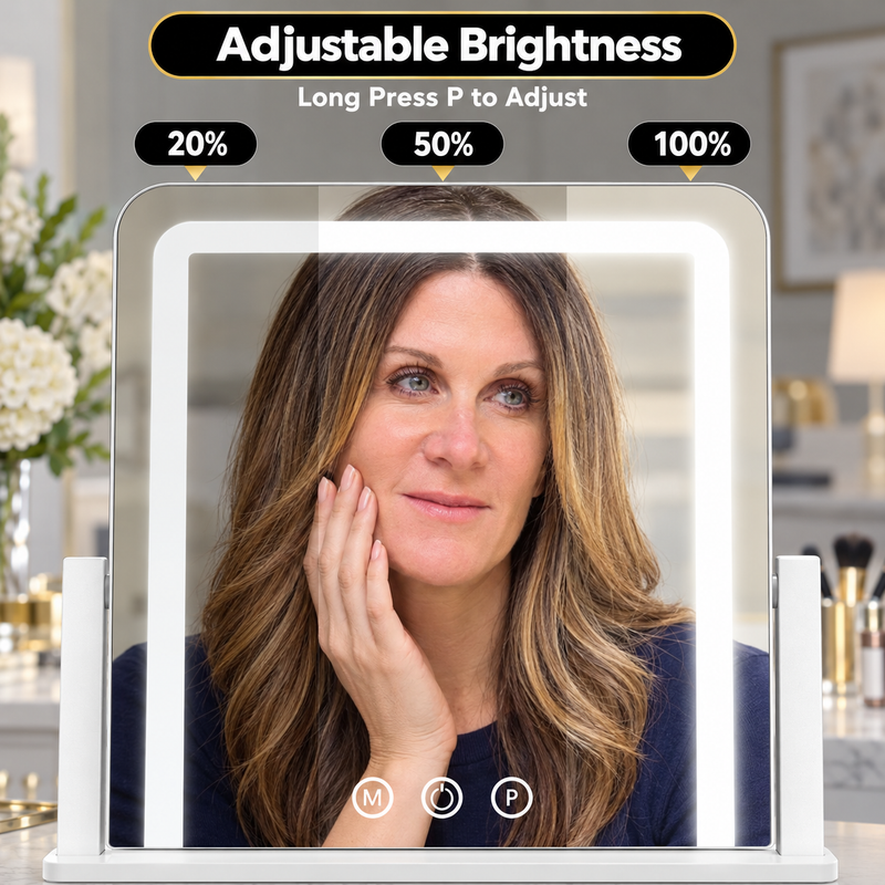 LED Vanity Mirror with Touch Dimming & Magnification - 4