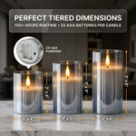 Flameless Candles with Remote & Timer – Glass Pillar Set of 3 - 4