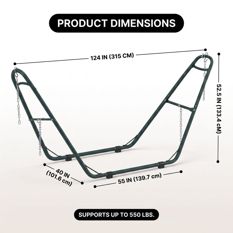 Adjustable 9-14FT Heavy-Duty Hammock Stand – 550-660LBS Outdoor/Indoor Steel Frame - 4