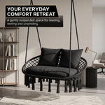 2-Person Hanging Hammock Chair with Cushion – Boho Macrame Swing for Indoor & Outdoor Relaxation - 4