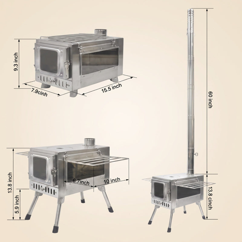 PORTABLE WOOD STOVE FOR CAMPING, TENT STOVE - 4