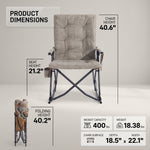 Oversized Folding Rocking Camping Chair with Padded Comfort & Portable Design - 4