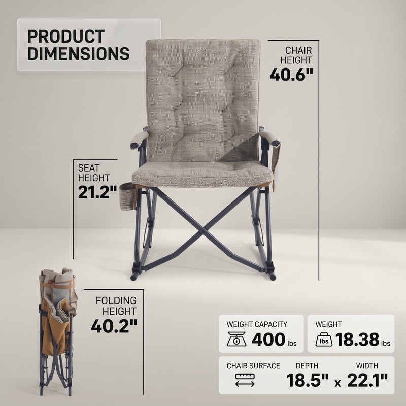 Oversized Folding Rocking Camping Chair with Padded Comfort & Portable Design - 4