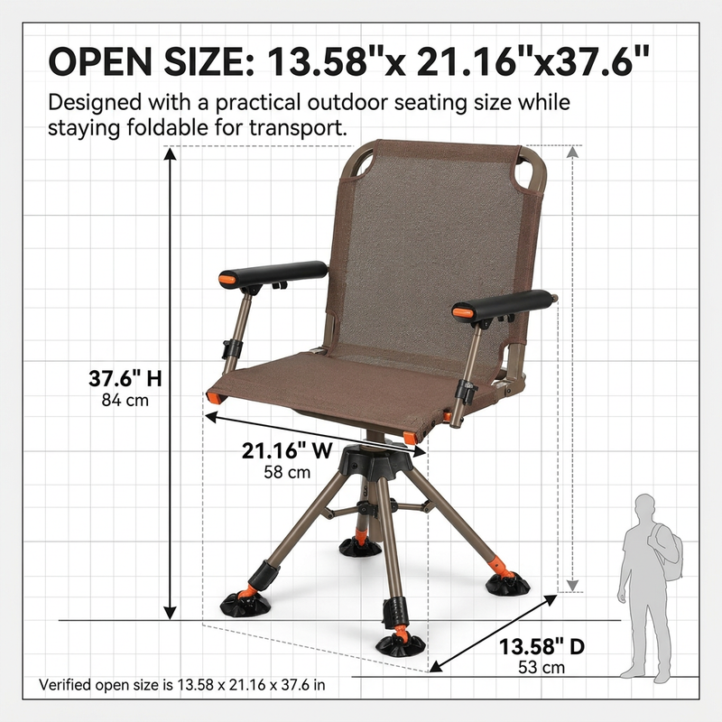 Portable Adjustable Hunting Chair with Swivel & Heated - 4