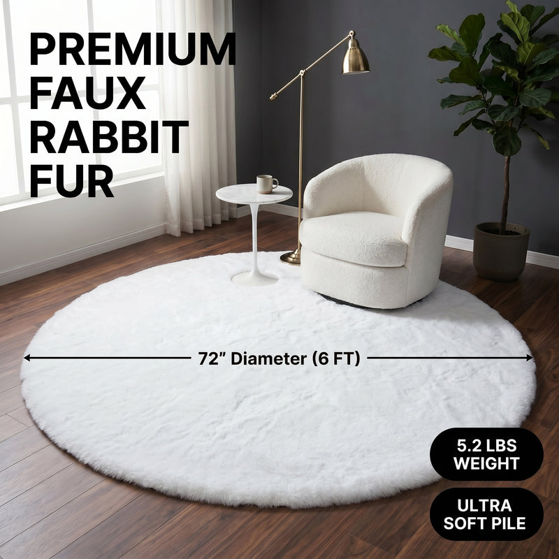 Faux Rabbit Fur Shaggy Rug – Ultra Soft Fluffy Machine Washable Area Rug for Bedroom, Living Room & Teen Room - 4