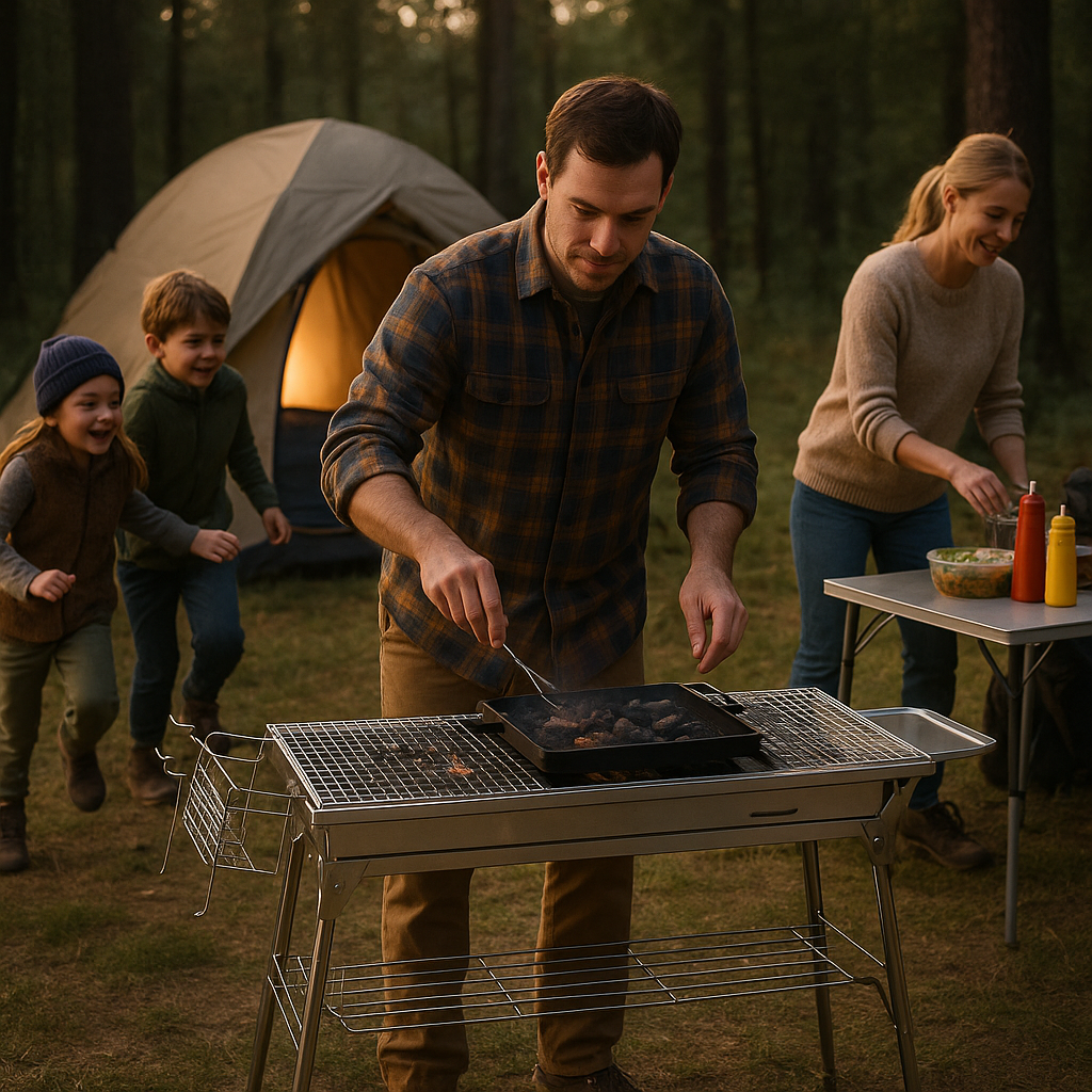 Premium Stainless Steel Foldable Charcoal Grill with Advanced Ventilation System