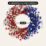 4TH OF JULY WREATH FOR FRONT DOOR – RED, WHITE & BLUE PATRIOTIC DÉCOR - 4
