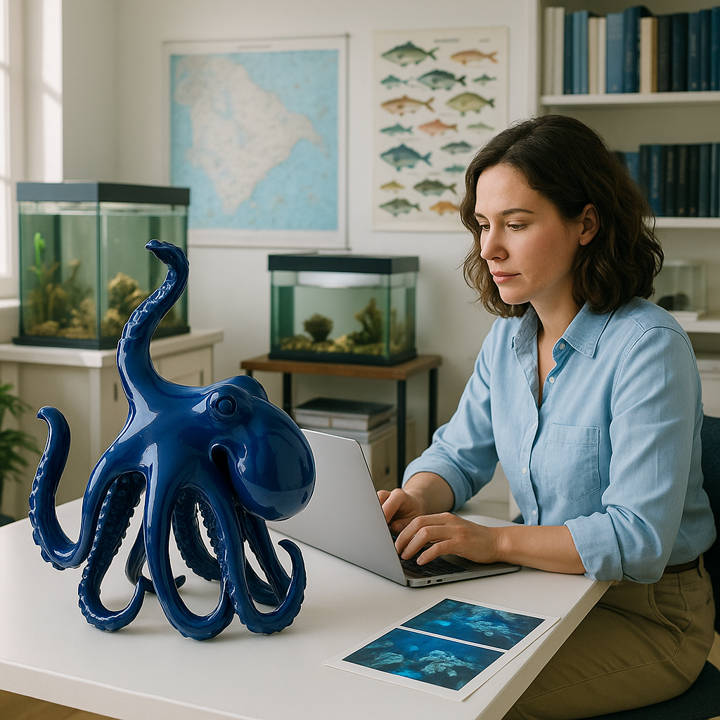 Exclusive Sugvar the Octopus Blue Resin Sculpture - Premium 18" Marine Art Collection