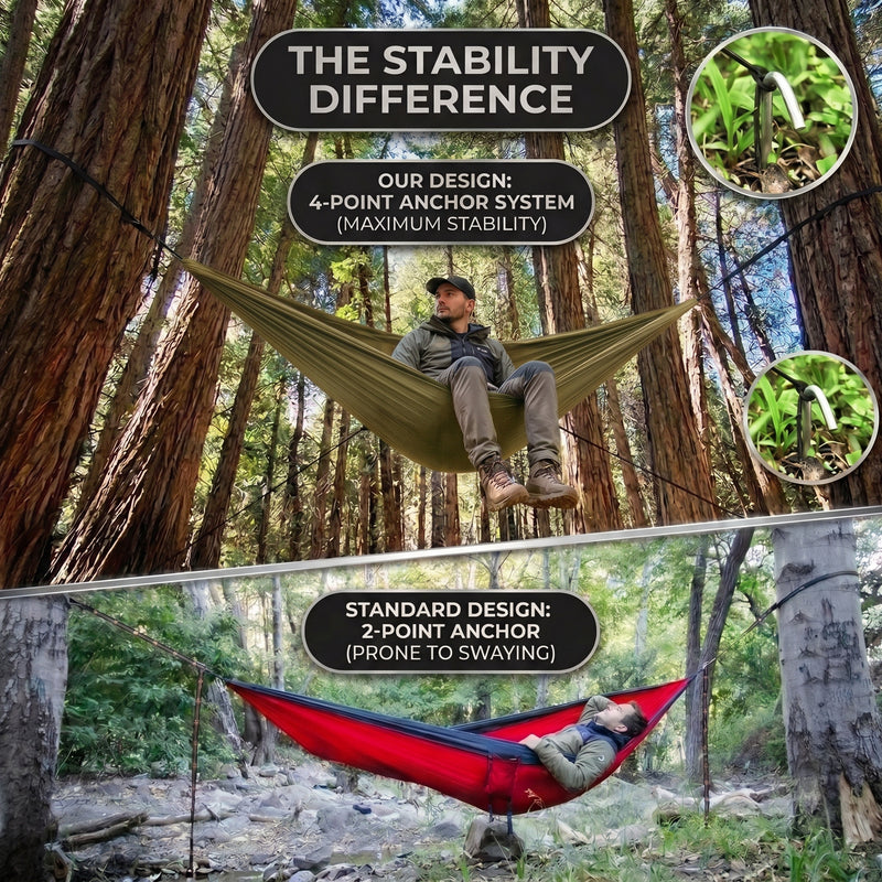 Camping Hammock with Mosquito Net – 1-2 Person, Nylon - 4