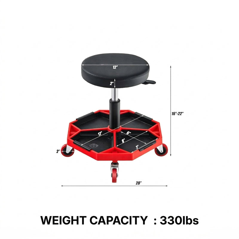 360° Swivel Pneumatic Mechanic Stool — 300–330 lbs Capacity, Padded Seat | Trufairs - 4 (replacement)