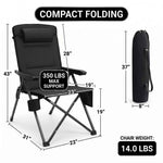 Reclining Camping Chair – 3-Position High-Back Folding Chair with Lumbar Support