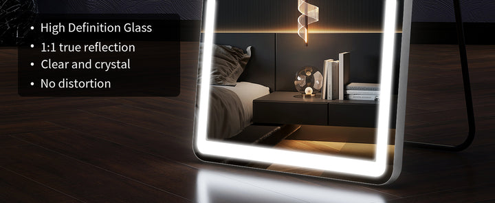 60"x16" Full Length Mirror with Lights,LED Mirror Full Length,Lighted Floor Mirror with Stand,Full Body Mirror with Dimming & 3